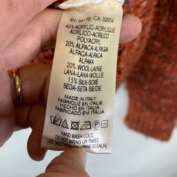 Moth Anthropologie Russet Orange Tweed Mock Cowlneck Pullover Sweater Size M - Picture 7 of 10